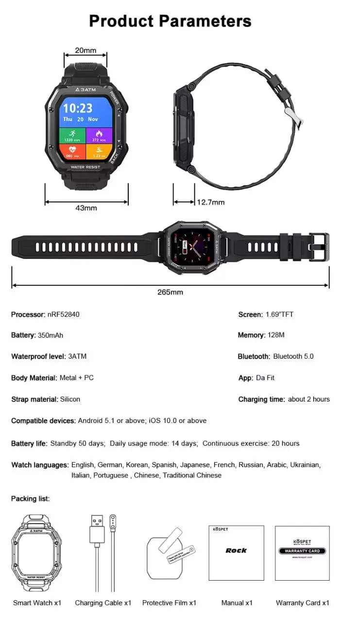 Blood Pressure Watch "Waterproof" Product Parameters